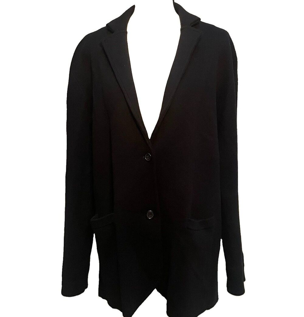 J. Crew Eloise Merino Wool Sweater Blazer L Black Knit Jacket Office Siren Chic